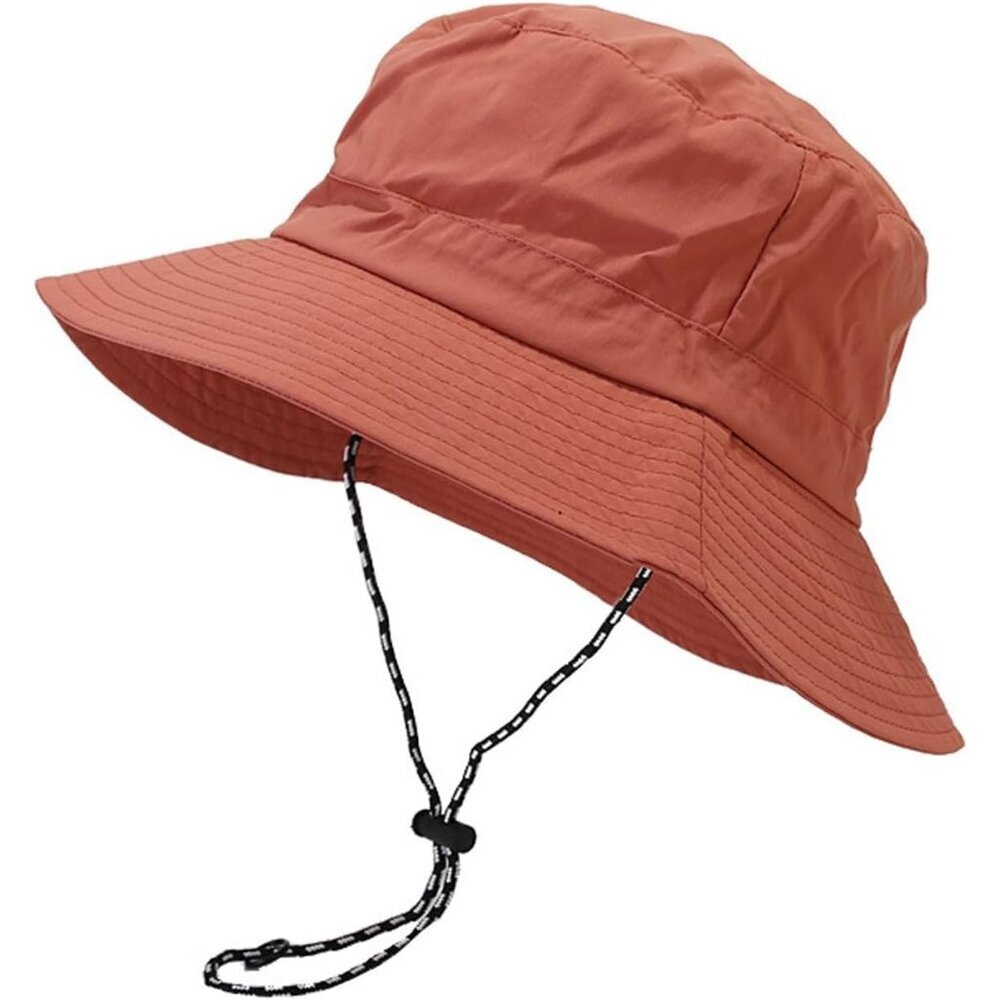 Unisex Brick Red Wide Brim Water-resistant With Chin Strap Classic Bucket Hat